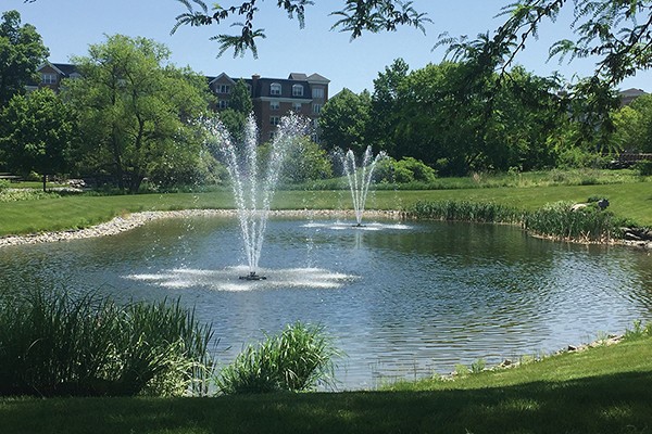 Otterbine fountain at Southmere Lake Themesmead London.