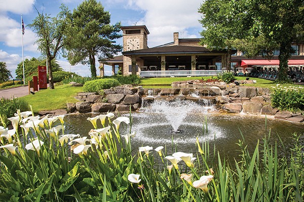Celtic Manor UK Lodge Fountain The new Otterbine water feature installed in the ponds outside the Celtic Manor Lodge Clubhouse